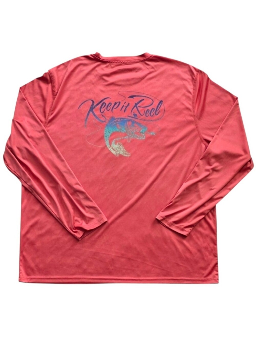 Lake and Trail 2XL Coral Red Keep it Reel Fishing Performance Outdoor Shirt XXL